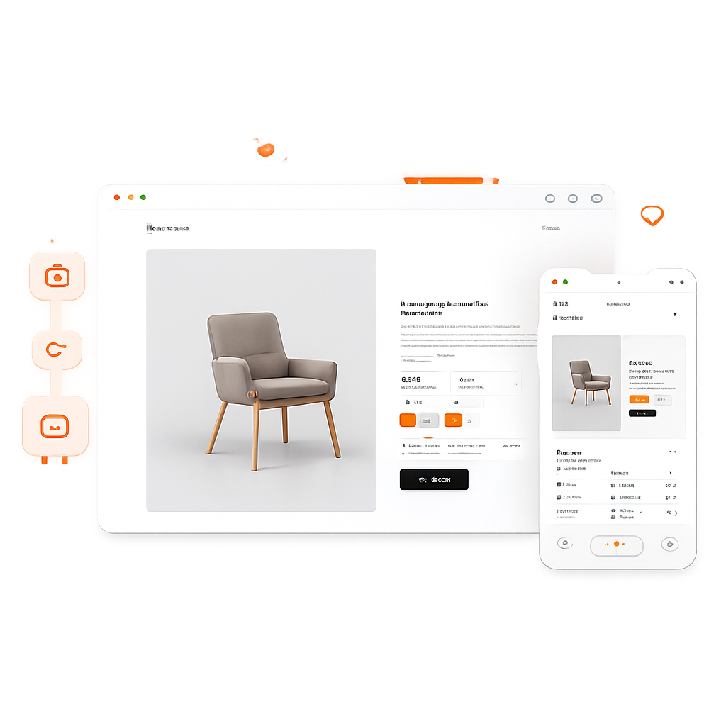 Interface e-commerce responsive affichée sur ordinateur et smartphone