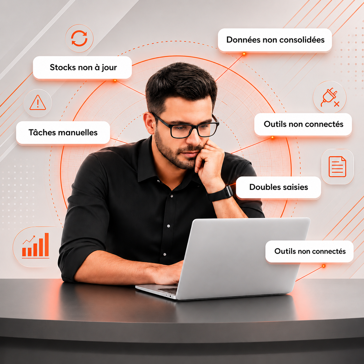 Responsable e-commerce confronté à des stocks non à jour, des doubles saisies et des outils déconnectés